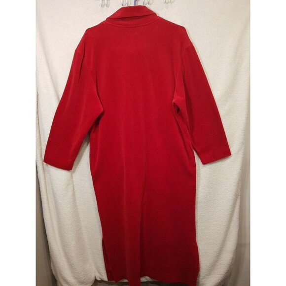 Women's Diamond Tea Medium Red Velvet Stretch Zip  Robe 55 inches Size M - Picture 7 of 12